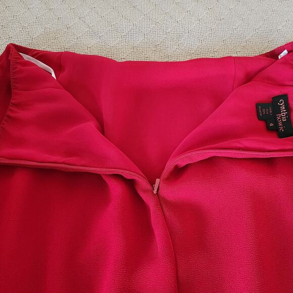 Cynthia Howie VTG Ruffeld Flutter Short Sleeve Red Dress Side Zip Womens Size 4 - Picture 13 of 16